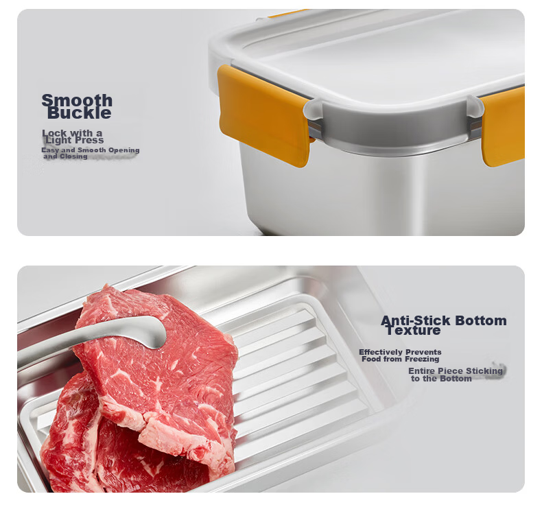 Donlim Stainless Steel Food Storage Container 1500ML 304 Food Grade Fresh-Lock Sealed Microwaveable Lunch Box Refrigerator Storage Box 18