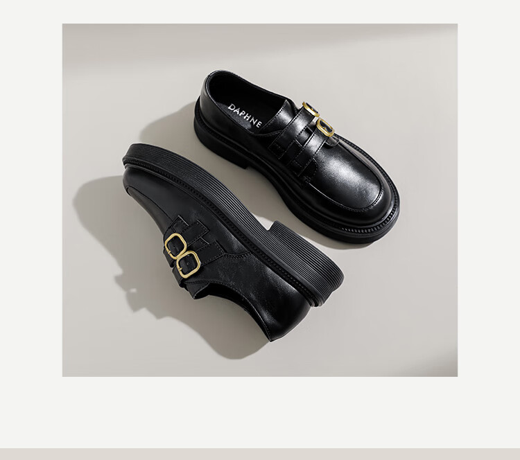 DAPHNE Women's Loafers for Spring And Autumn, Black Versatile Women's Shoes, British Retro Design Women's Flats, Black, Size 35 11