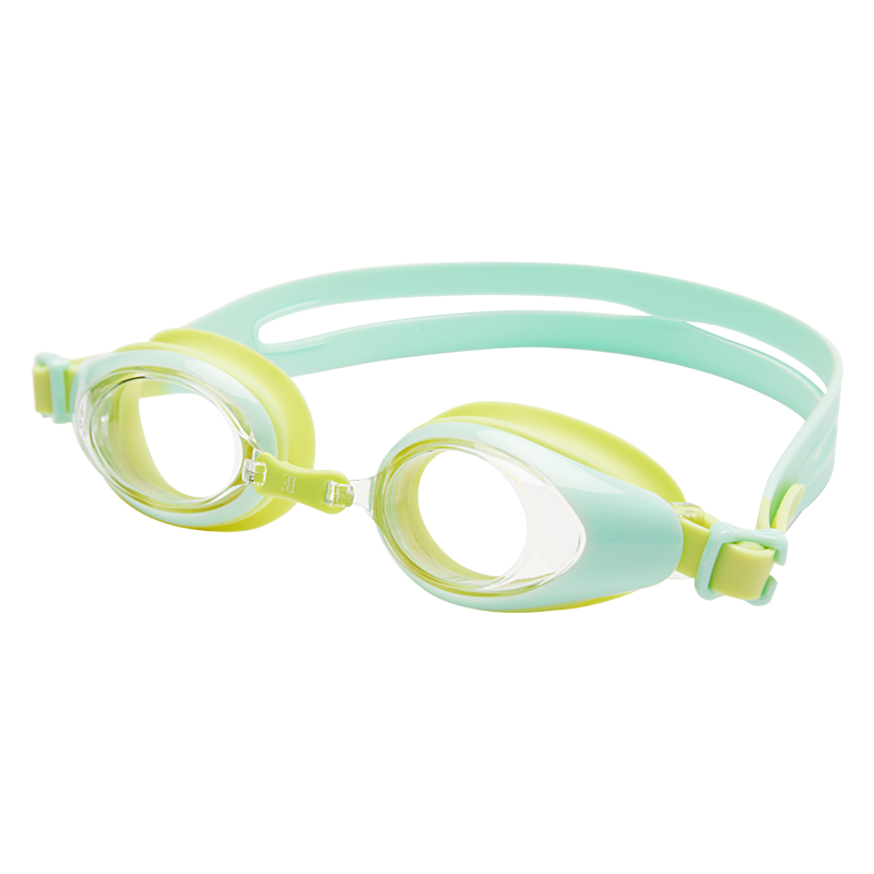 BALNEAIRE Children's Silicone Swimming Goggles, High-Definition Anti-Fog Clear Non-Slip Clip Adjustable Professional Training Swim Goggles, Candy Green, 300 Degrees
