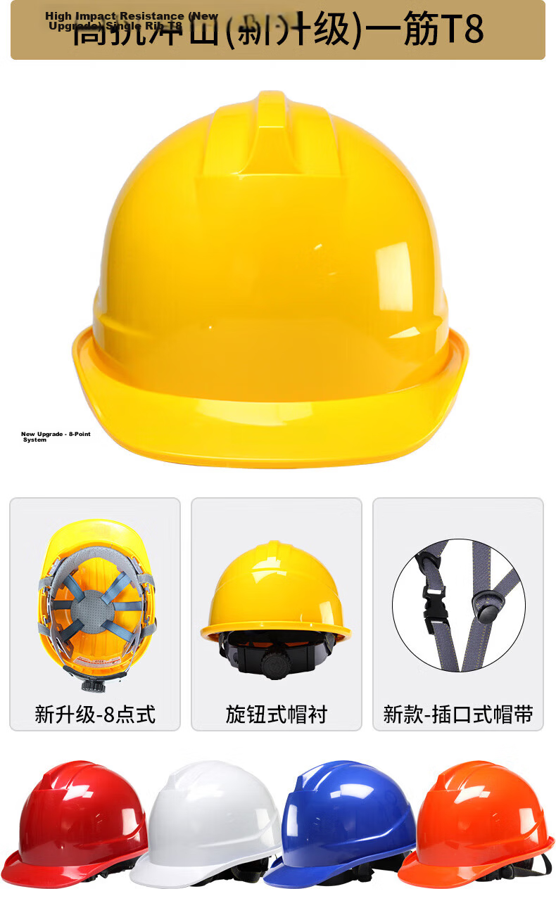 SHOUDUN Safety Helmet High-Grade Breathable ABS Three-Rib National Standard Anti-Smash Thickened Electrical Insulation Impact-Resistant Construction Work Red [Knob Model] 9