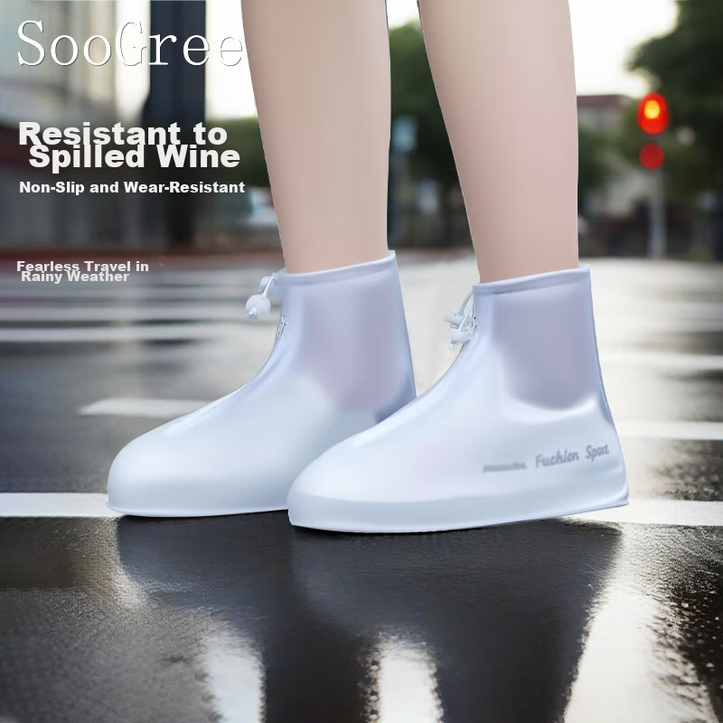SooGree Waterproof Shoe Covers Wear-Resistant Dirt-Resistant Non-Slip Thickened Rain Shoe Covers Outdoor Splash-Proof Rain Boot Covers