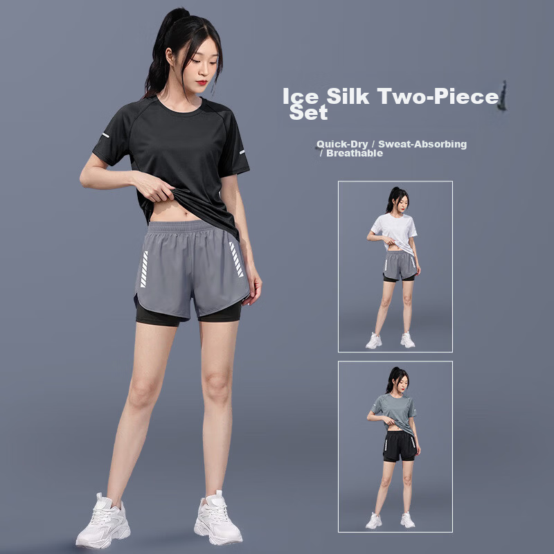 BURUITE Women's Summer Lightweight Quick-Dry Sportswear Set Badminton Yoga Fitness Training Running Apparel