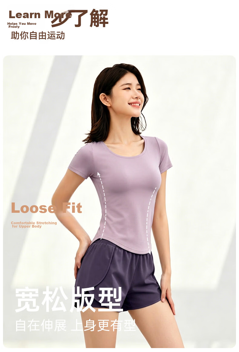 MULINSEN Women's Running Sports Set Yoga Wear Spring Summer Casual Fitness Pilates Short Sleeve Two-Piece Shorts Slim Fit 3