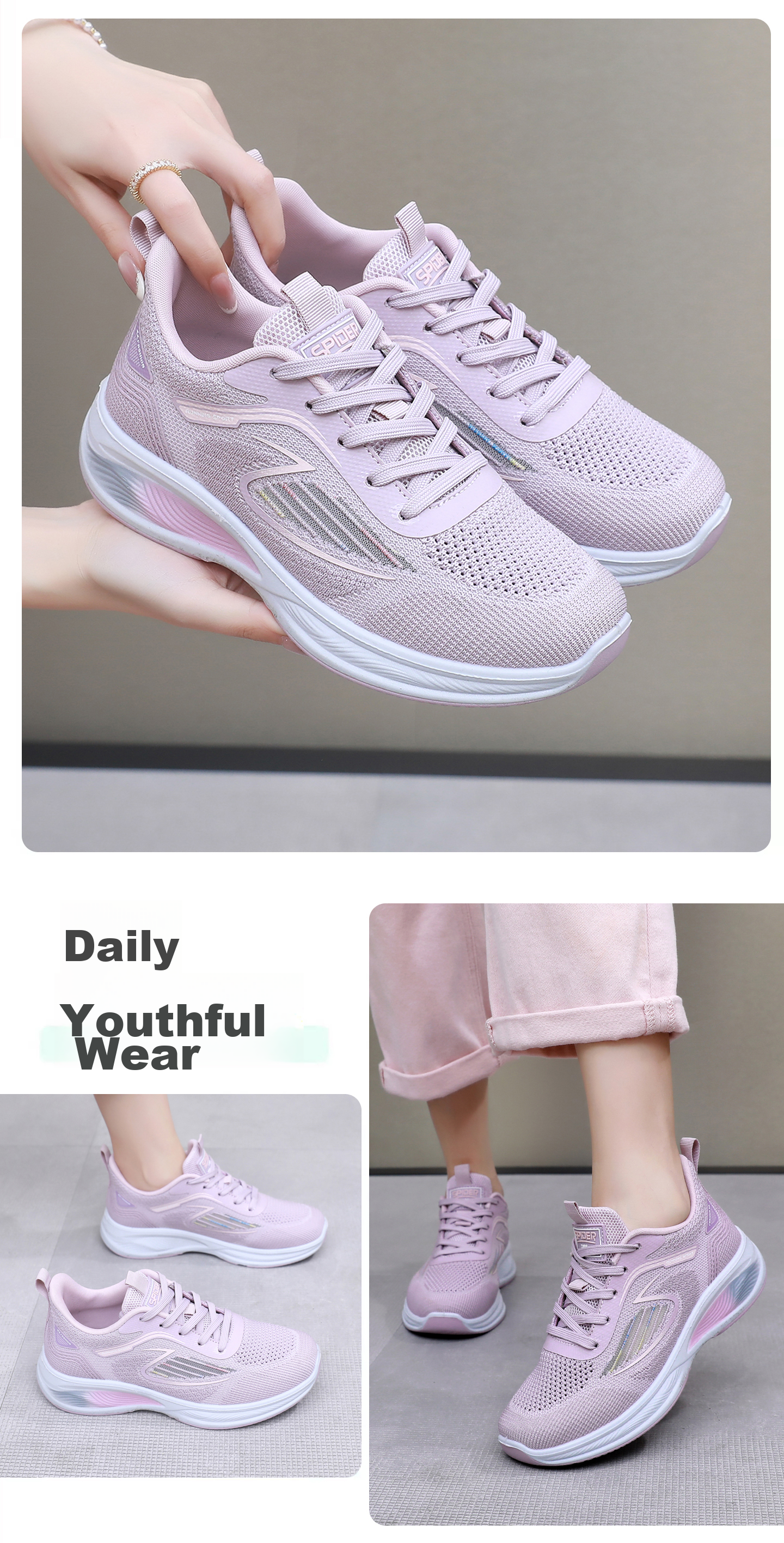 BURUIJING Summer Women's Shoes Old Beijing Cloth Shoes Women's Mesh Shoes Mesh Surface Mom Sports Casual Shoes 68879 Light Gray Size 40 16