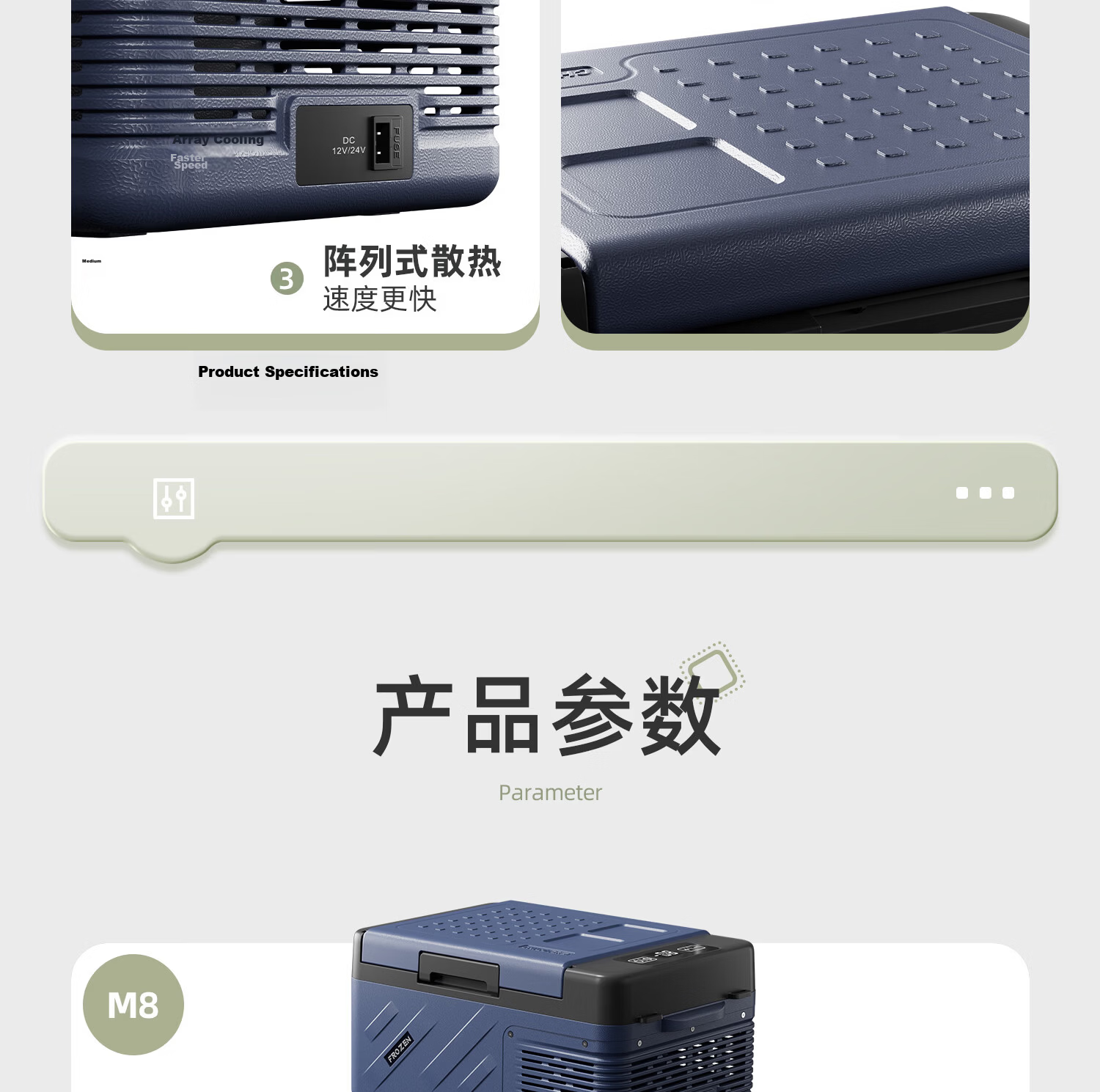 CHIGO Car Refrigerator Dual-Use for Vehicle and Home 12V 24V 220V Small Portable Compressor Truck Freezer M8 33