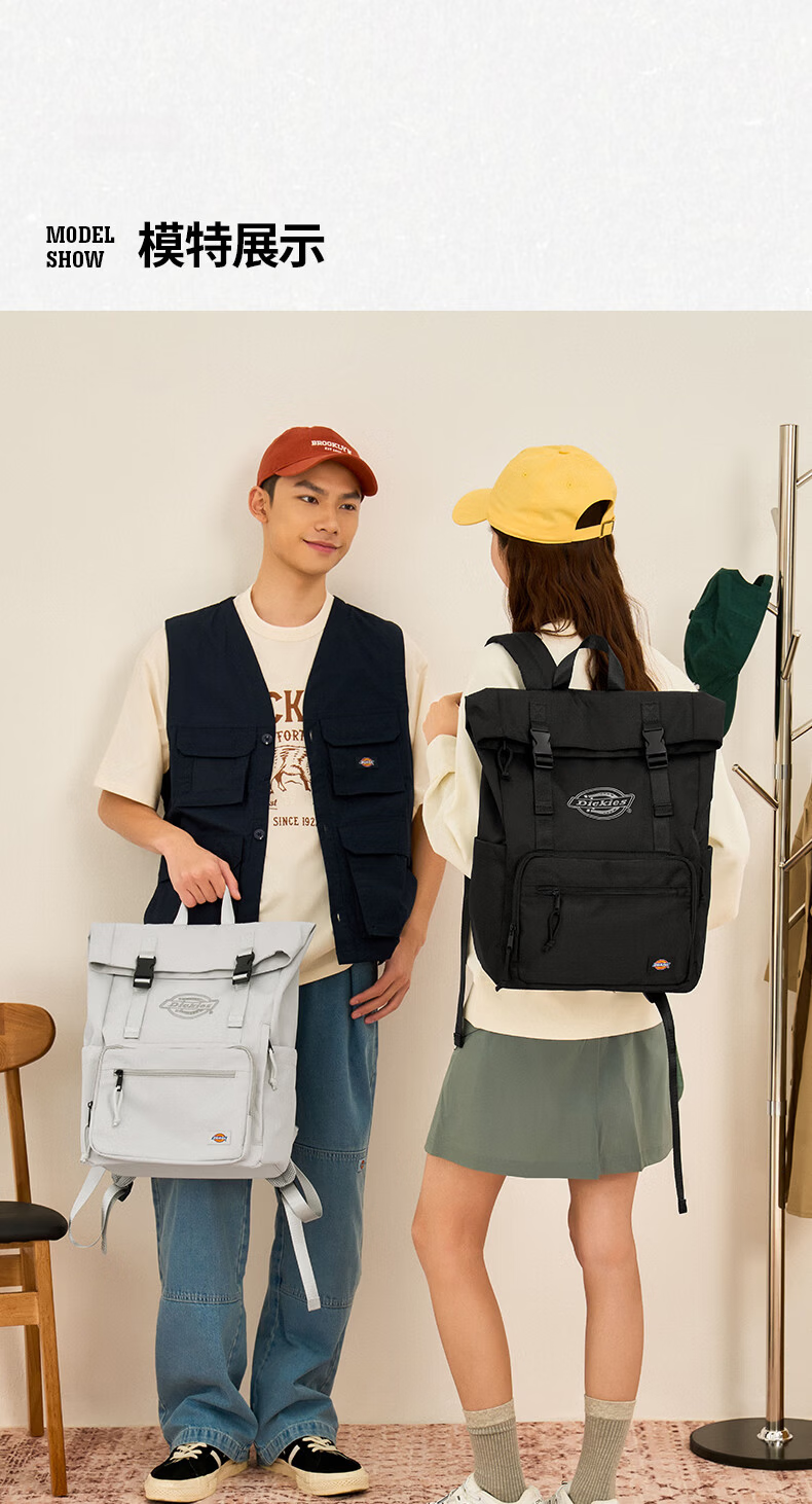 Dickies Backpack Unisex College Student School Bag Commuter Laptop Bag Large Capacity Sports Travel Outdoor Bag 2026 New 14