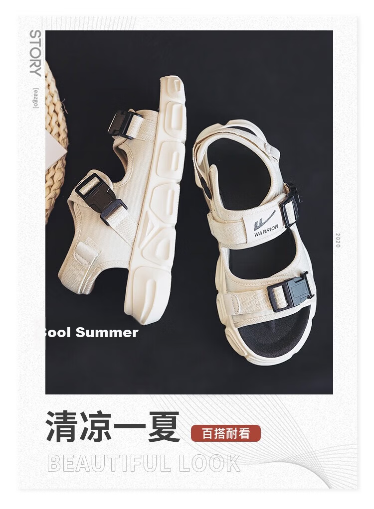 Warrior Men's Sandals 2026 Summer New Trendy Beach Shoes Water-Resistant Hiking Shoes Casual Couple's Sandals 2