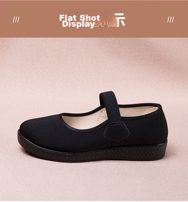 Yuzhaolin Women's Flat Hotel Black Work Service Waiter Restaurant Hotel Etiquette Dance Old Beijing Cloth Shoes Y2S-1010 Size 36 7