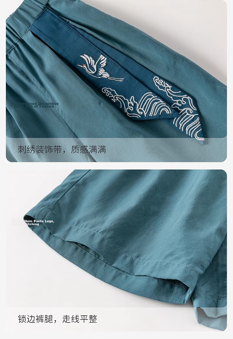 DAVE & BELLA Boys' Nine-Point Cool Feeling Set Stylish Summer Children's Hanfu Wide-Leg Pants Two-Piece Set 7