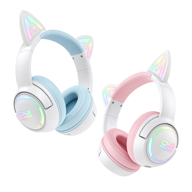 ONIKUMA Cat Ear Headphones, Wireless Bluetooth Tri-Mode, Cute High-Quality Noise-Cancelling Music Gaming E-Sports Headset with Microphone, for Huawei Android Phones And Computers, Birthday Gift