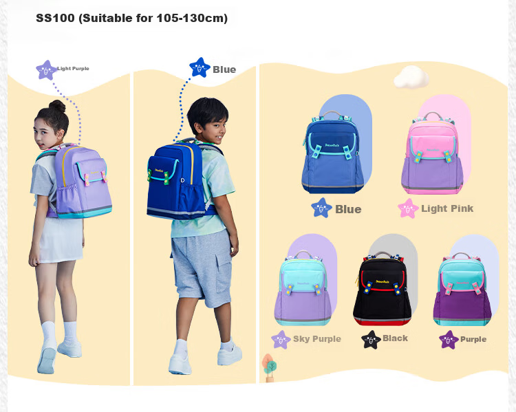 MoonRock Kids Backpack for Grades 1-3, Lightweight Ergonomic Waterproof School Bag, Light Purple 6