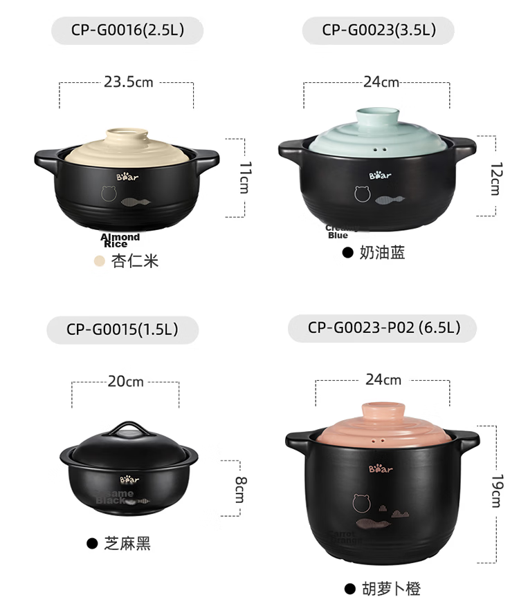 Bear 6L High-Temperature Resistant Ceramic Casserole Pot for Whole Chicken Soup Stewing, Gas Stove Compatible, Crack-Resistant Clay Pot 22