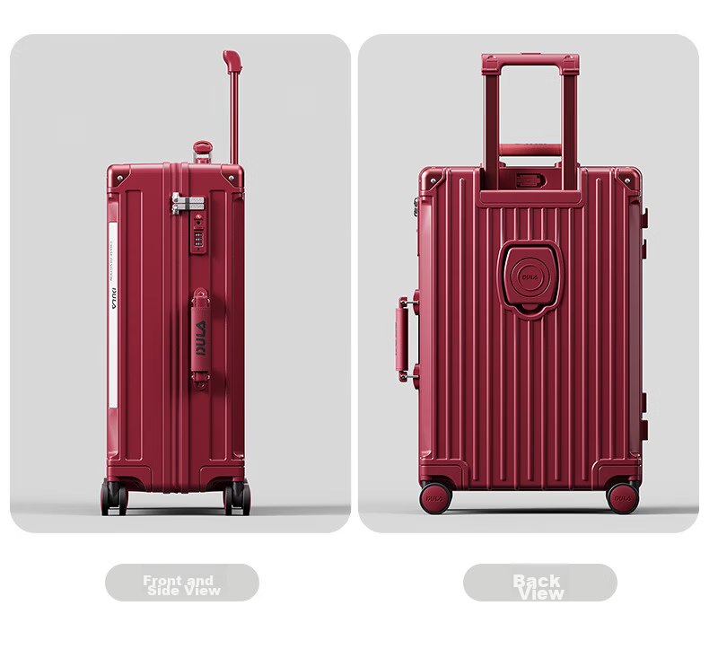 DULA Luggage, Stylish Multifunctional Suitcase with Cup Holder And USB Port, Travel Case with Password Lock, Trendy Black Rose Color, 20 Inches 36