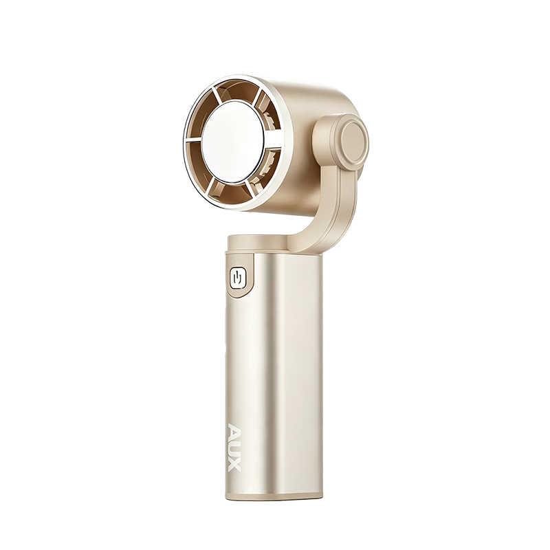 AUX Handheld Mini Fan Desktop Fan Small Neck Hanging Quiet Cooling Electric Fan Dormitory Foldable Fan AFD-JH-093A Champagne Color