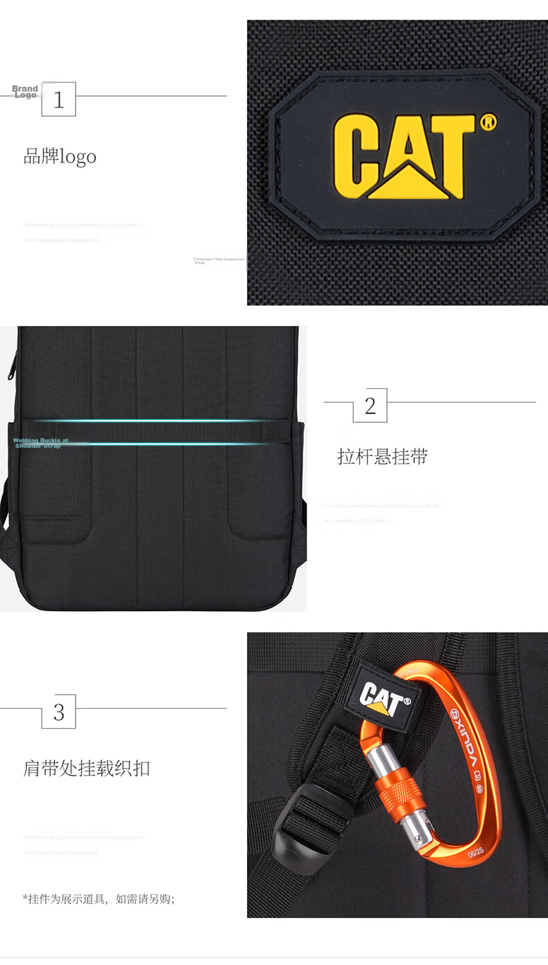 CAT Backpack Laptop Bag 15/16 Inch Large Capacity Travel Backpack 84960 Black 9