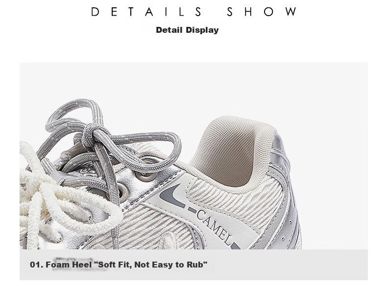 CAMEL Lightweight Cloud Training Shoes Women Naiwa Collaboration Height Increasing Thick Sole Casual Sports Shoes L26SXG3217 Off-White/Silver Size 38 14
