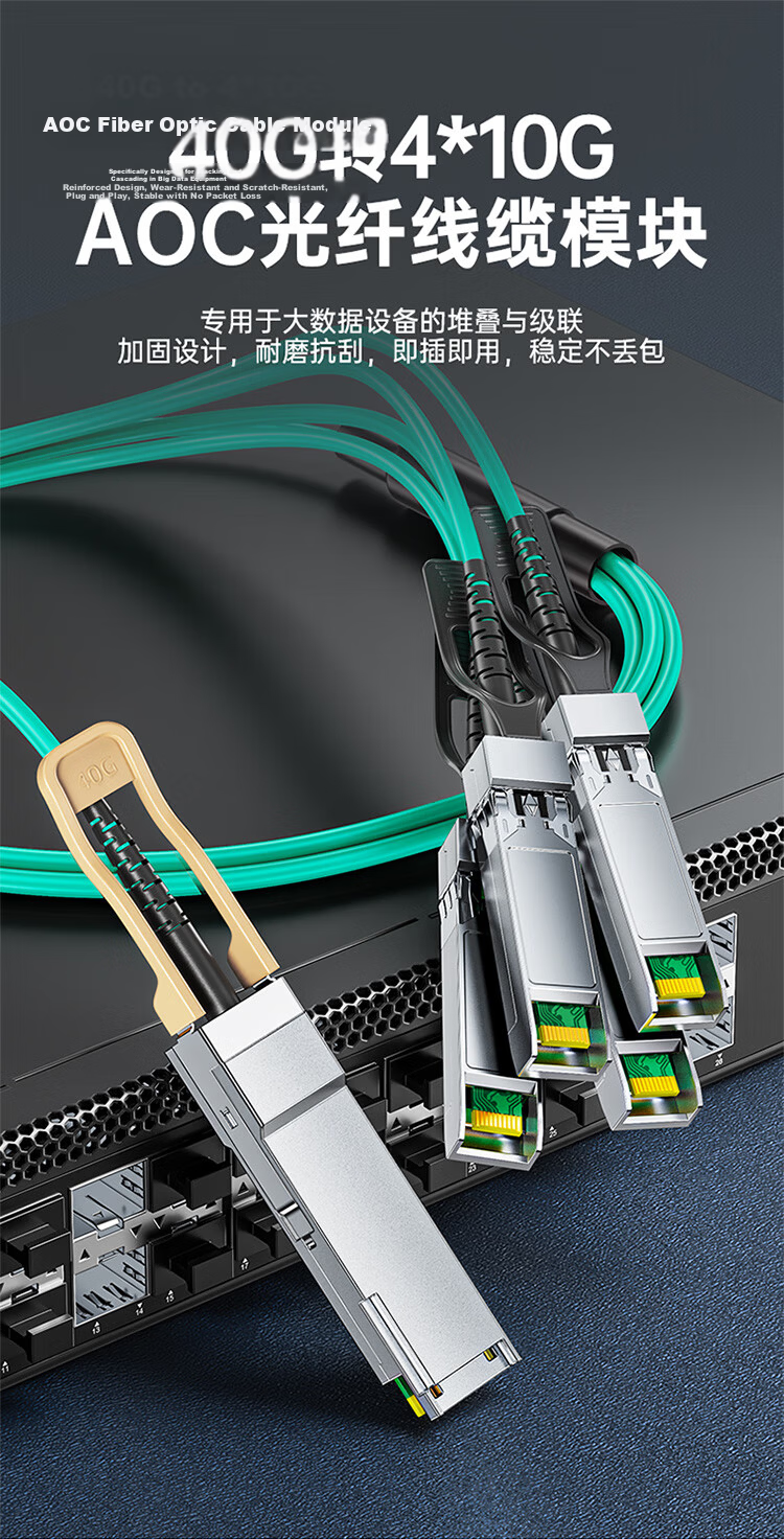 Sanze 40G QSFP+ AOC Active Optical Cable QSFP+ to QSFP+ High-Speed Direct Attach Fiber Compatible with Huawei H3C Cisco Switch 5m AOC-40G-05 1
