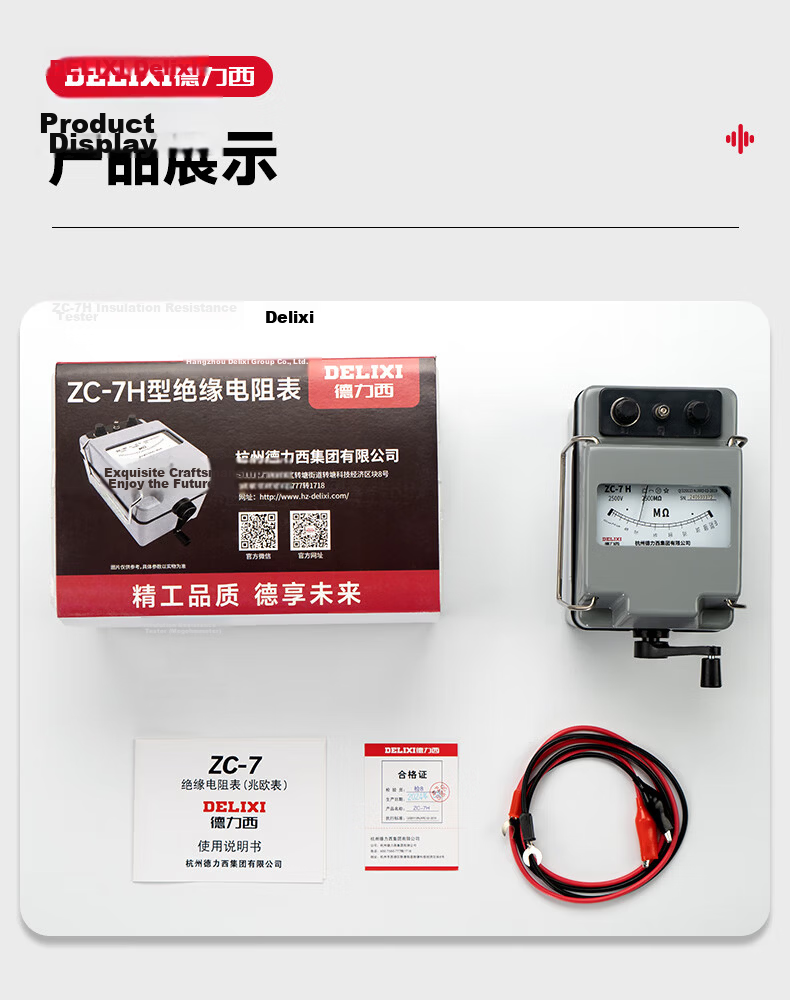DELIXI ELECTRIC Megohmmeter Alloy Insulation Resistance Tester Hand-crank Resistance Meter [1000V/1000MΩ] 16