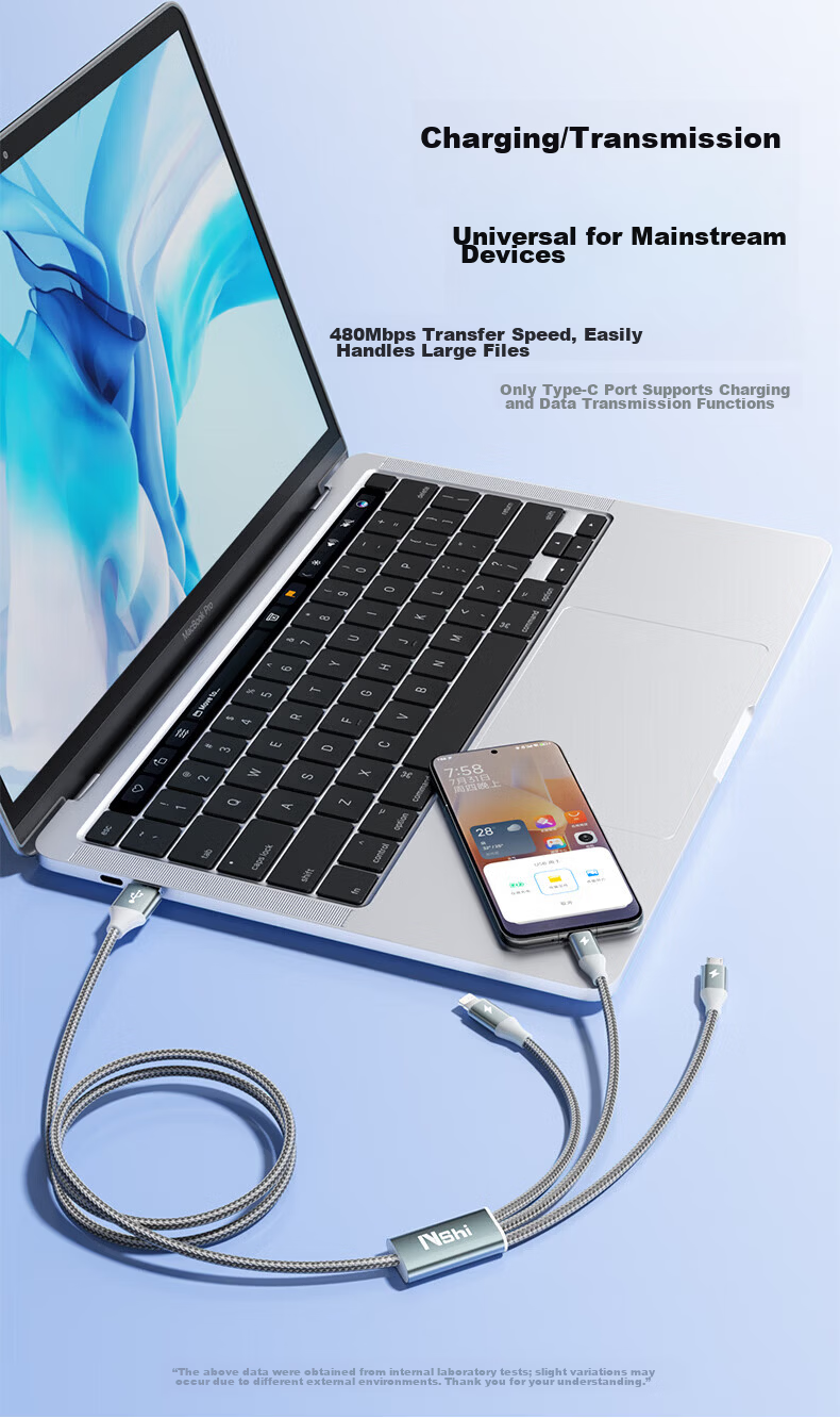 3-in-1 Data Charging Cable for Apple Type-C Android, 6A Fast Charge, Compatible with iPhone 17/16, Huawei, Honor, Xiaomi, Samsung, Car Use, 1.5m 11