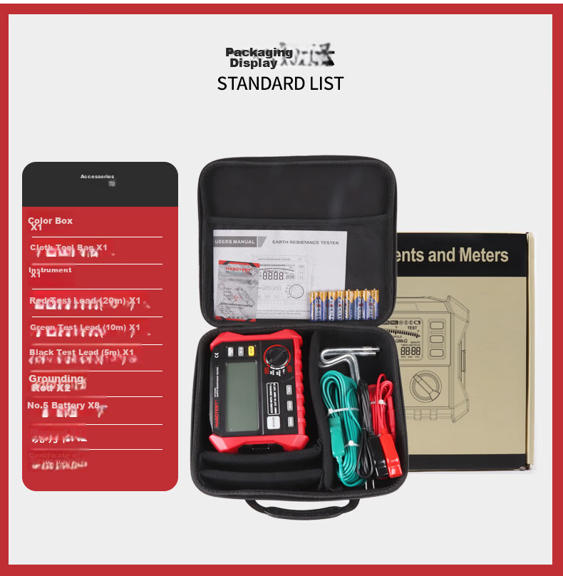 HABOTEST HT2302 Ground Resistance Tester Megohmmeter Electrician Insulation Resistance Tester 13