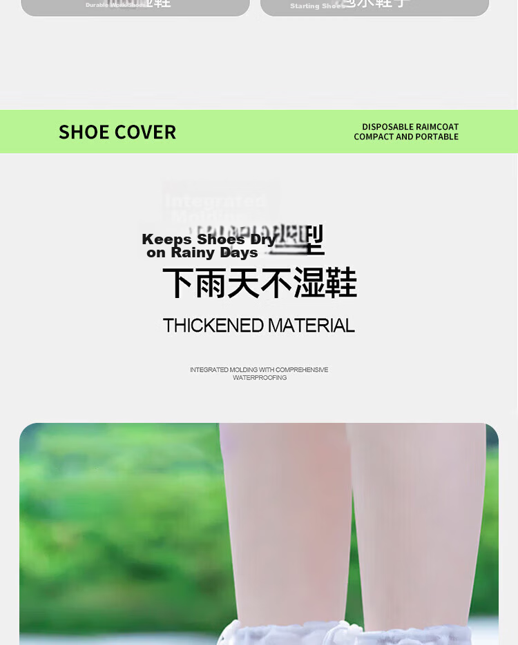 BWNK Waterproof Rain Shoe Covers Thickened Portable Non-slip Wear-resistant White 2 Pairs XXL Size 4