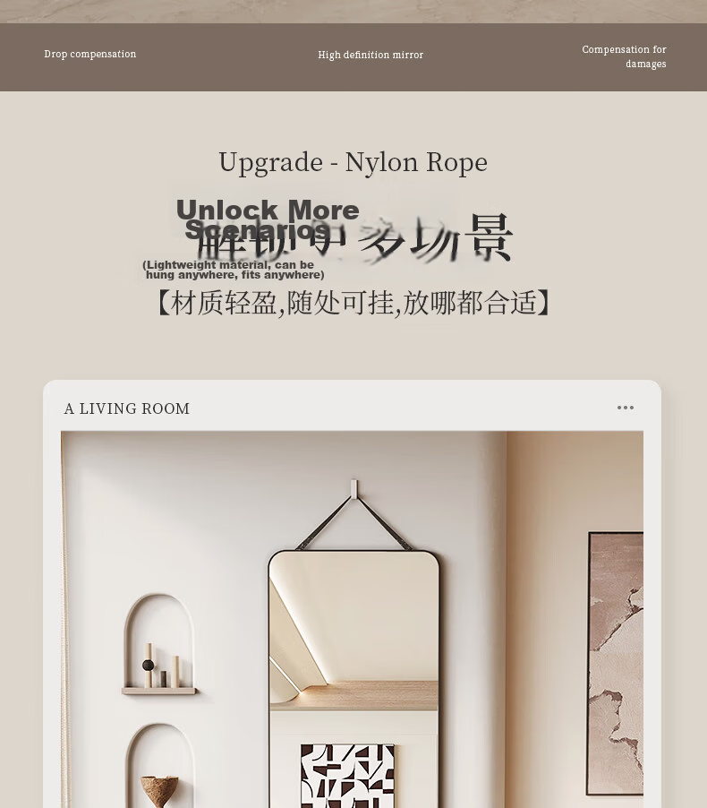 Xiaojiangcai Full-Length Wall-Mounted Dressing Mirror 40x150cm White for Home Bedroom Dormitory 13