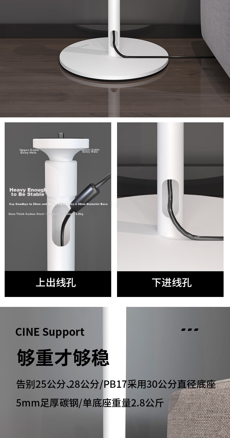 CINE Floor Stand Projector Mount for Home Bedside, Compatible with XGIMI RS10, JmGO N1S, Dangbei D7X, Hisense M2, Big Eye Orange, Cloud Platform Projector Shelf PB17 White 7