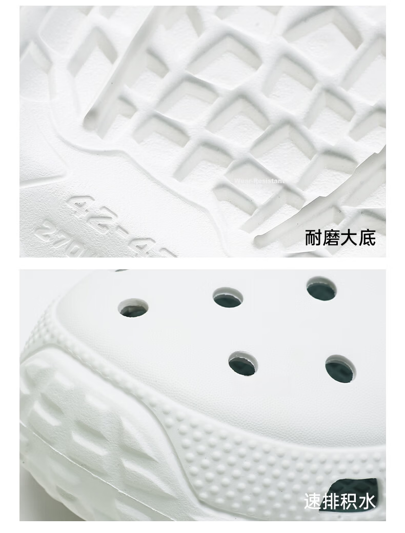 KELME Men's Summer New Dual-Wear Durable Hole Slippers Versatile Closed-Toe Slippers for Women 20