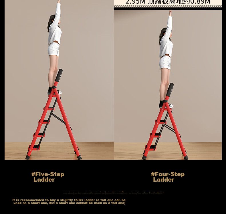 Miaoli Household Ladder Indoor A-Frame Folding Loft Telescopic Multi-Functional Thickened Step Ladder 14