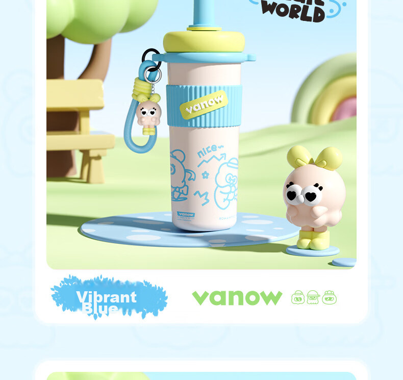 Vanow Kids Straw Insulated Water Bottle 2026 New High-Value Student Large Capacity Portable Cute Tumbler 25