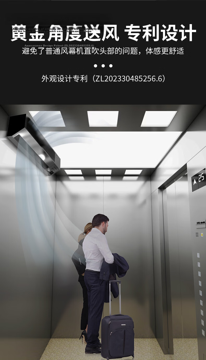 Theodore Elevator Cabin Fan Air Curtain with Human Sensor White Button Model 10