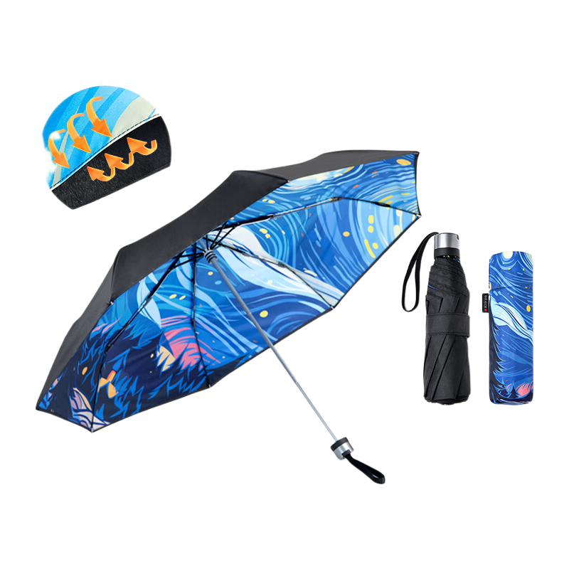 German Double-Layer Sun Umbrella, Ultra-Strong UV Protection, Rain And Shine Umbrella, Black Gel Sunshade for Women, Teacher's Day Gift, UPF50+, Wind Resistance Level 8, Dual Circulation Cooling