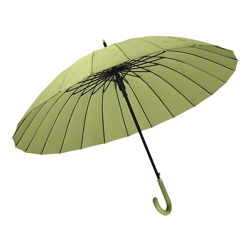 MAYDU Heavy Rain Umbrella, Long Handle, 24 Ribs, Automatic Opening Umbrella, Water-Resistant, Windproof Straight Handle Umbrella M7007, Matcha Gree