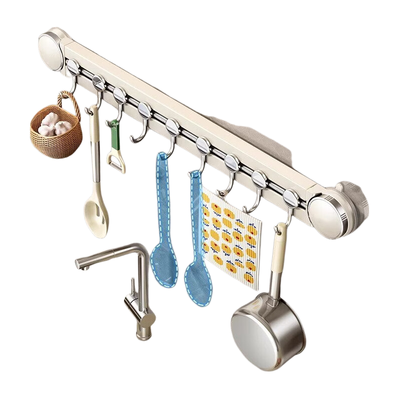 Canbo Suction Cup Kitchen Hook Rack No-Drill Hanging Rod Pot Ladle Spoon Wall-Mounted Storage Rack