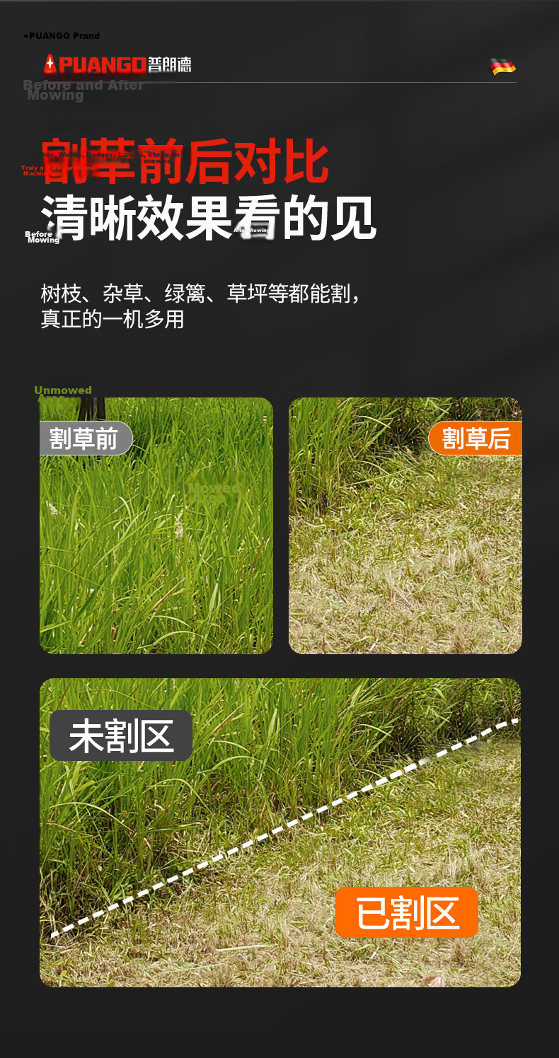 Prand Electric Cordless Lawn Mower Handheld Grass Trimmer Lithium Battery Lawn Mower Multifunctional Brush Cutter Weed Remover 4