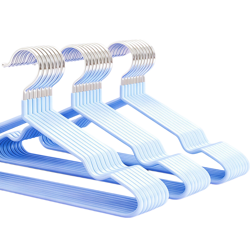 MENGTING Plastic Coated Non-Slip Hangers, 20-Pack Blue Adult Clothes Hangers