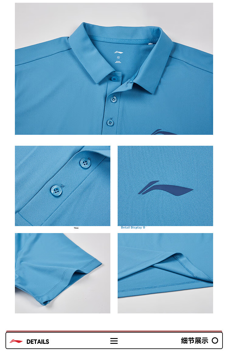 LI-NING Men's Quick-Dry Polo Shirt Short Sleeve T-Shirt Comfortable Lightweight Breathable Moisture-Wicking Cooling Top 17
