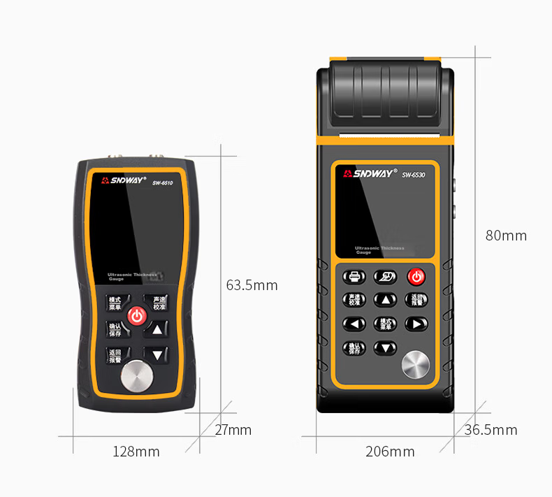 Shendawei Ultrasonic Thickness Gauge High-Precision Thickness Measurement Flat Head Digital Probe Metal Plate with Printer SW-6530 11