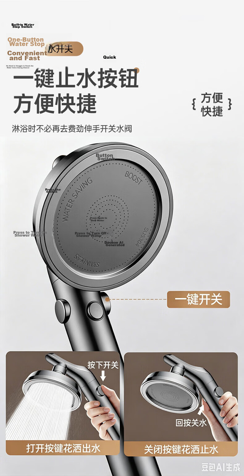 JROR [Seiko] Shower Head Handheld and Overhead Dual Use Large Panel Bathroom Water Purifier Pressure Boosting Showerhead 6