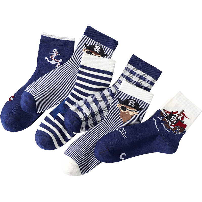 LangSha Children's Socks for Boys, Spring And Summer Cotton Socks, Comfortable Breathable Casual Sports Socks for Boys, Small to Big Kids Mid-Calf Socks
