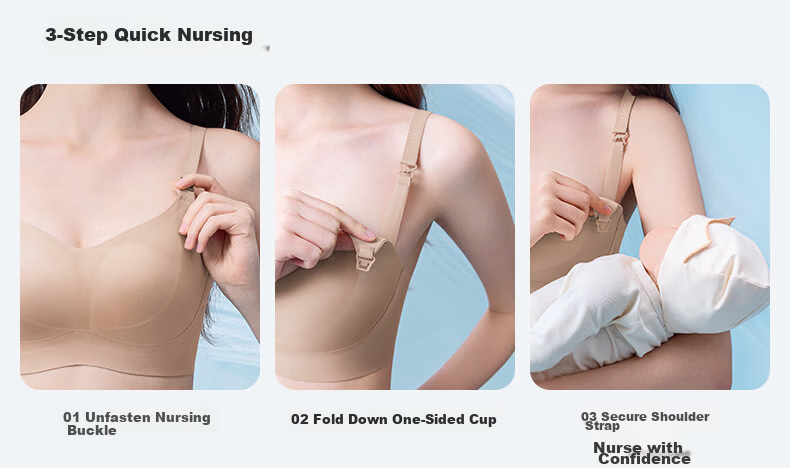 EMXEE New Ultra-Leather Small Cooling Cup Nursing Bra Maternity Breathable Anti-Sagging Postpartum Invisible Skin M 27