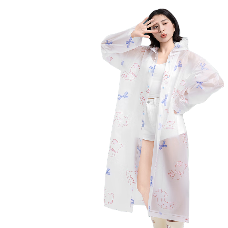 Aikangni Disposable Raincoat Thickened Full-Body Storm Protection Outdoor Portable Suitable for Electric Vehicles High-Quality Bunny Design