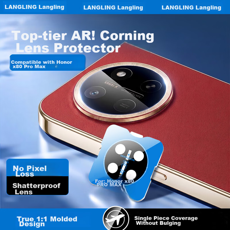 Langling AR Anti-Reflective Lens Protector for Honor X80 Pro Max Rear Camera HD Scratch-Resistant Tempered Glass Film