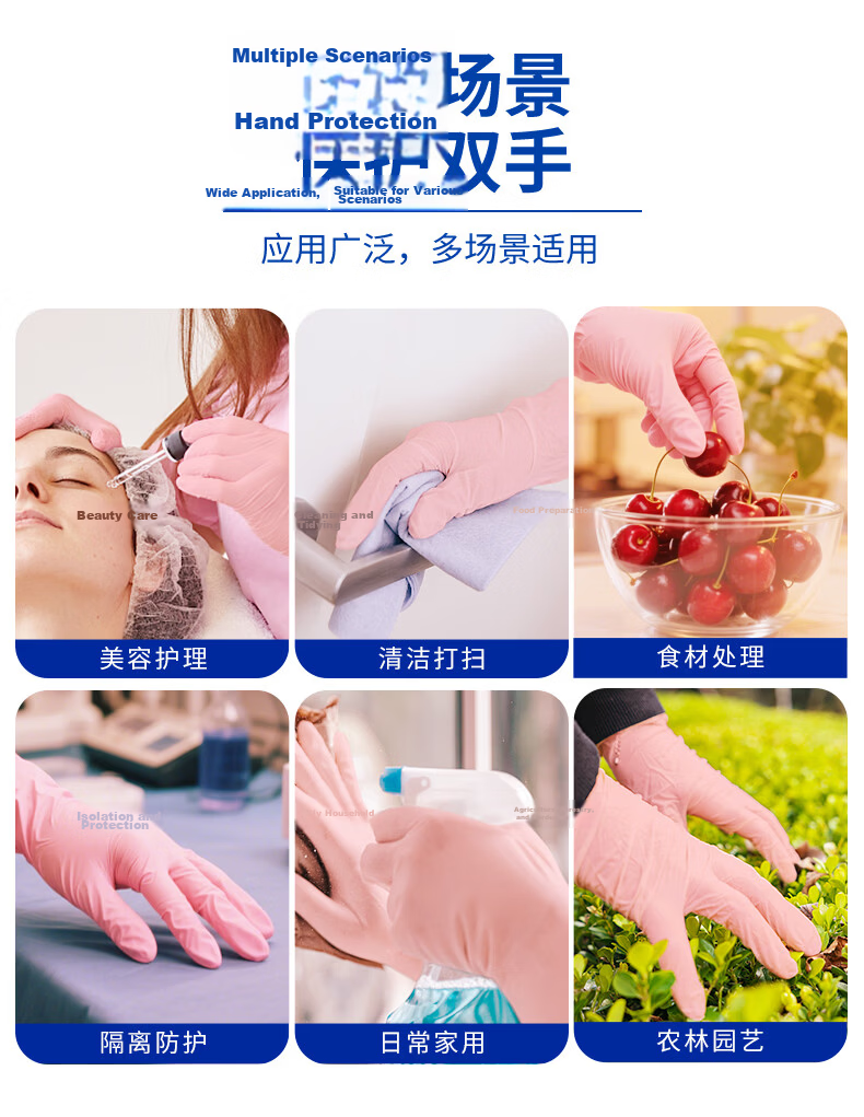 INTCO Household Dishwashing Gloves, Extended And Thickened Nitrile Gloves, 30 Pieces/bag, White, Size L 11