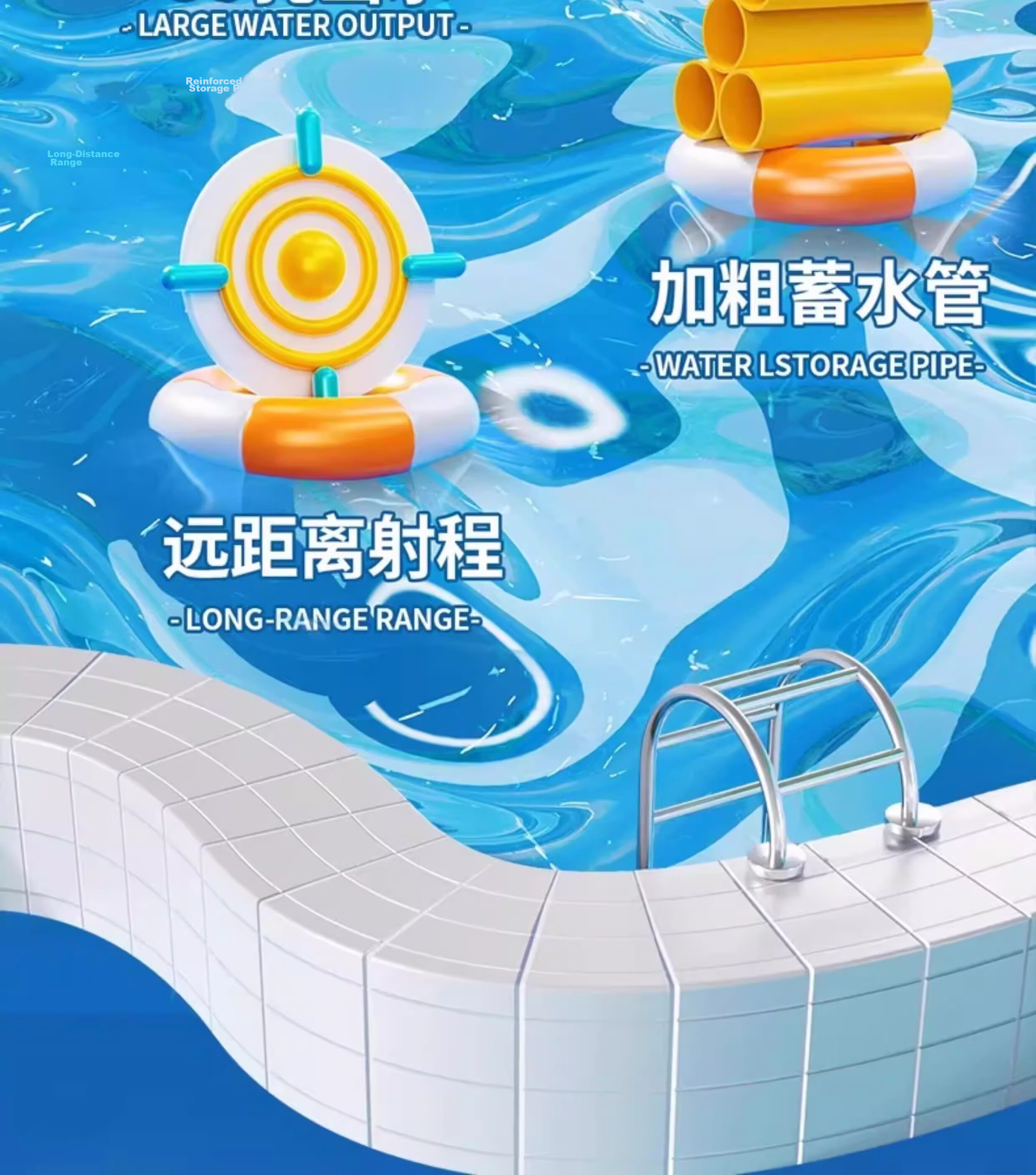 Guou Children's Five-Tube Five-Hole Retractable Water Cannon Water Gun Large High-Pressure Long-Range Gatling Toy Birthday Gift 3