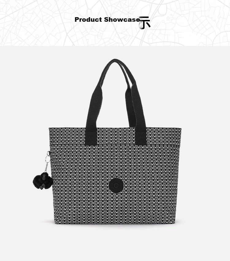 Kipling Large Capacity Lightweight Shoulder Bag Fashion Trendy Tote COLISSA Black and White Monogram Print Birthday Gift 5