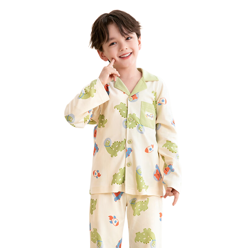 Fenteng Children's Pajamas Class A 100% Cotton 7A Antibacterial Anti-Static Spring 2025 New Boys' Home Wear Set