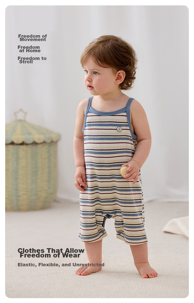 Babylove Baby Sleeveless Romper Summer Breathable Modal Striped Unisex Infant Vest Jumpsuit Crawling Suit Summer Wear 6