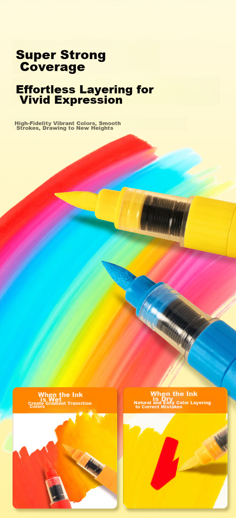 JD Jingzao Direct Liquid Acrylic Marker 36 Colors Large Capacity Elastic Soft Tip High Coverage Non-Bleed Student Watercolor Drawing Pen Birthday Gift for Boys and Girls 7