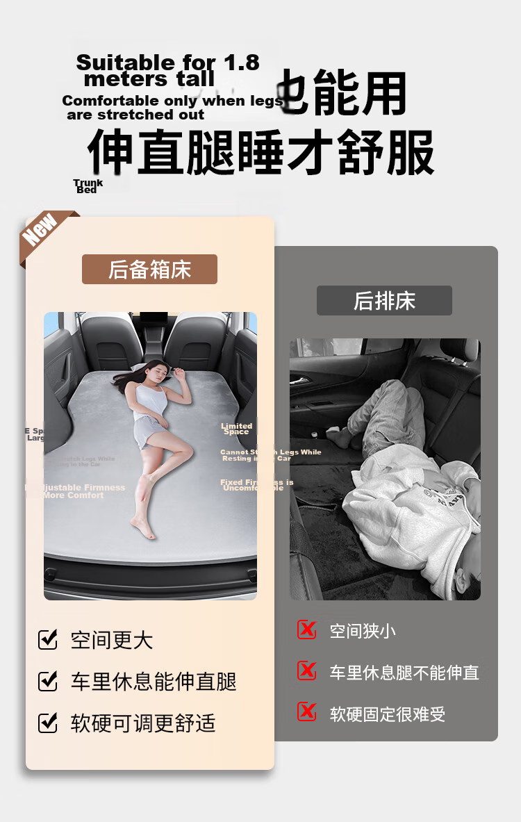 Enbaisheng Inflatable Car Mattress Rear Seat Sleeping Pad Foldable SUV Sedan Kids Sleep Cushion Shock Absorbing Air Bed Camping 6